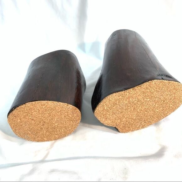 LOG 🪵 CANDLE HOLDERS HAND MADE VINTAGE - Picture 3 of 7